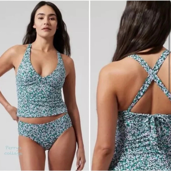 New Athleta plunging tankini top size small cup size d to dd camo flora gables. - Picture 2 of 7